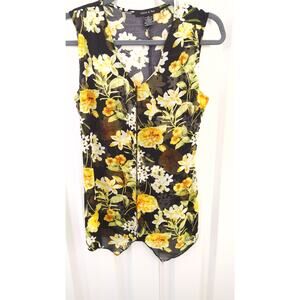 Adele & May Sleeveless Top Tank Floral Sheer Medium